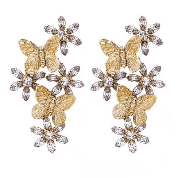 Butterfly Crystal Earrings A1023 - Picture 1 of 3